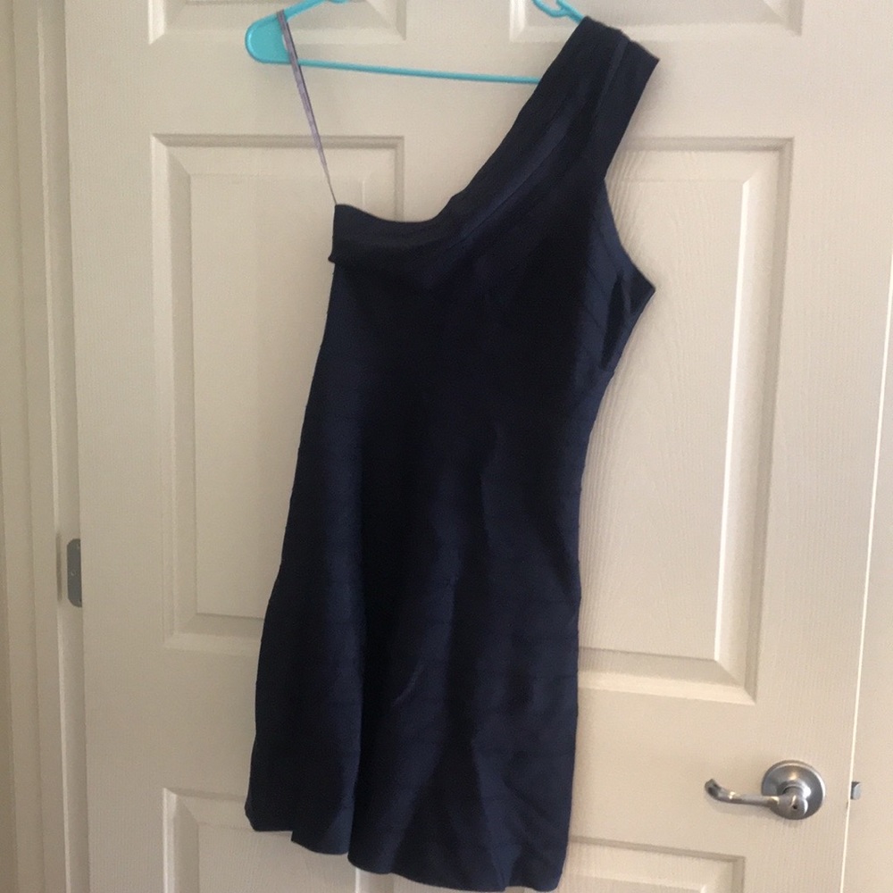 Herve Leger Elastic Bandage Sydney Blue Dress M Rent the Runway